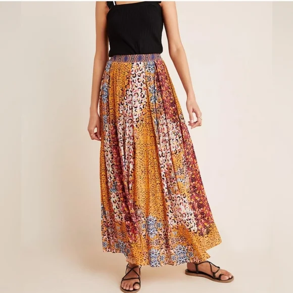 Anthro Bhanuni By Jyoti Panthera Animal Print Maxi‎ Skirt 8 - Picture 3 of 11